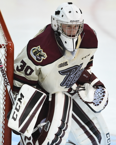 Dylan Wells of the Peterborough Petes. Photo by Aaron Bell/OHL Images