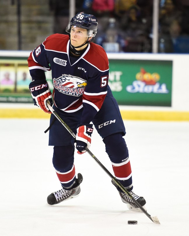 Markus Niemelainen of the Saginaw Spirit. Photo by Aaron Bell/OHL Images