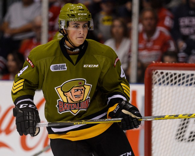 Cam Dineen of the North Bay Battalion. Photo by Aaron Bell/OHL Images
