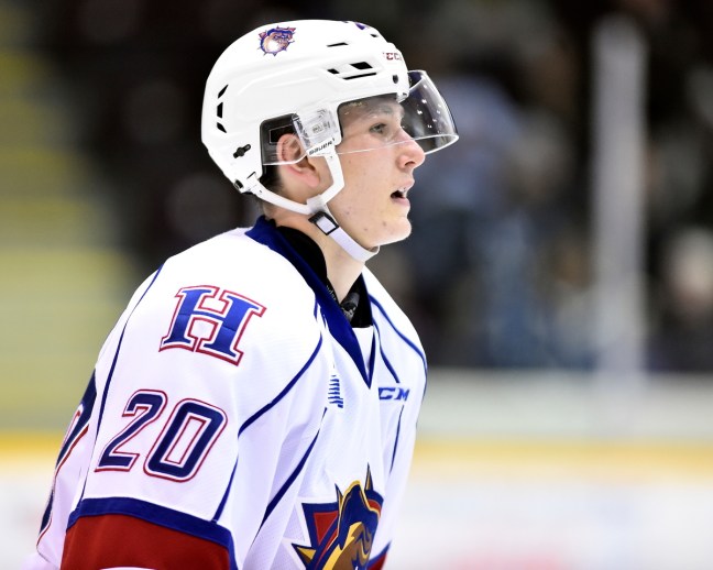 Cole Candella of the Hamilton Bulldogs. Photo by Aaron Bell/OHL Images