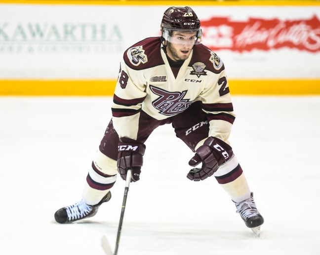 Logan DeNoble of the Peterborough Petes. Photo by Aaron Bell/OHL Images