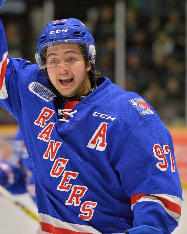 Jeremy Bracco of the Kitchener Rangers. Photo by Terry Wilson / OHL Images.