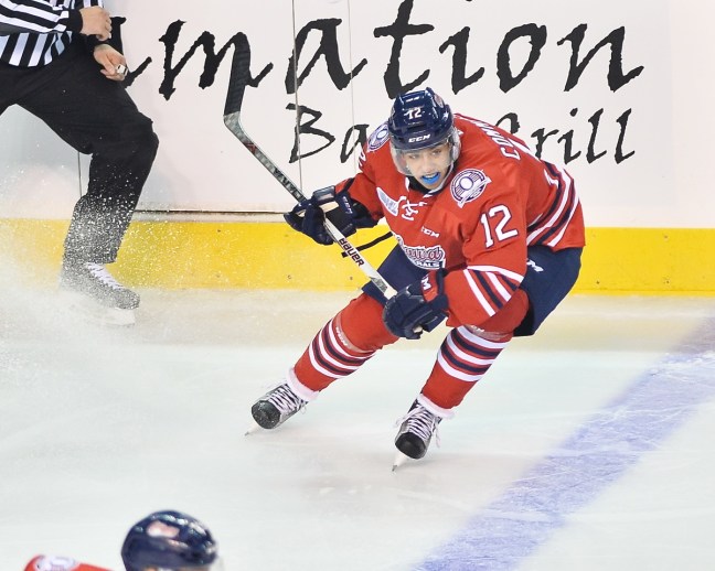 Domenic Commisso of the Oshawa Generals. Photo by Terry Wilson / OHL Images.