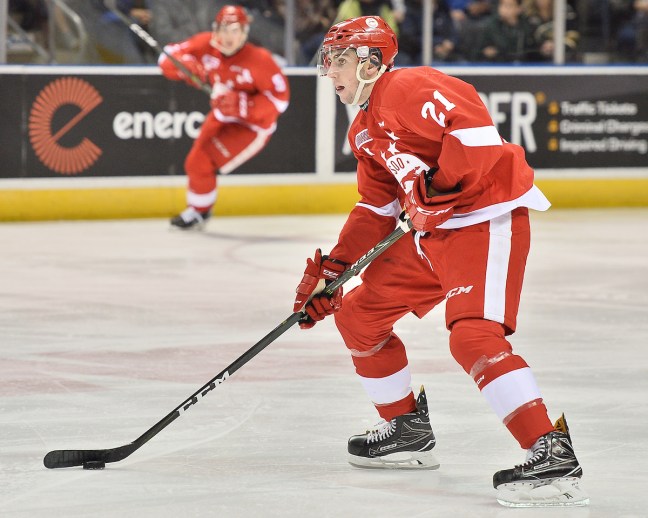 Conor Timmins of the Sault Ste. Marie Greyhounds. Photo by Terry Wilson / OHL Images.