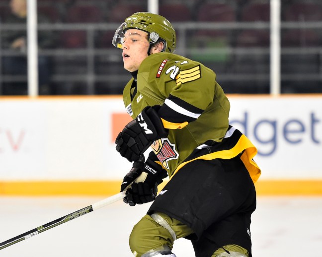 Adam McMaster of the North Bay Battalion. Photo by Aaron Bell/OHL Images