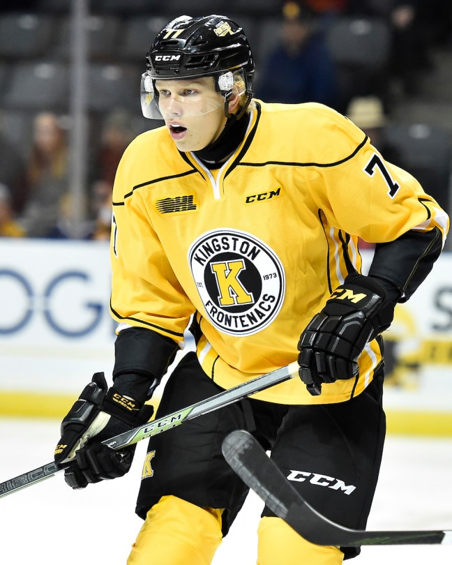 Eemeli Rasanen of the Kingston Frontenacs. Photo by Aaron Bell/OHL Images