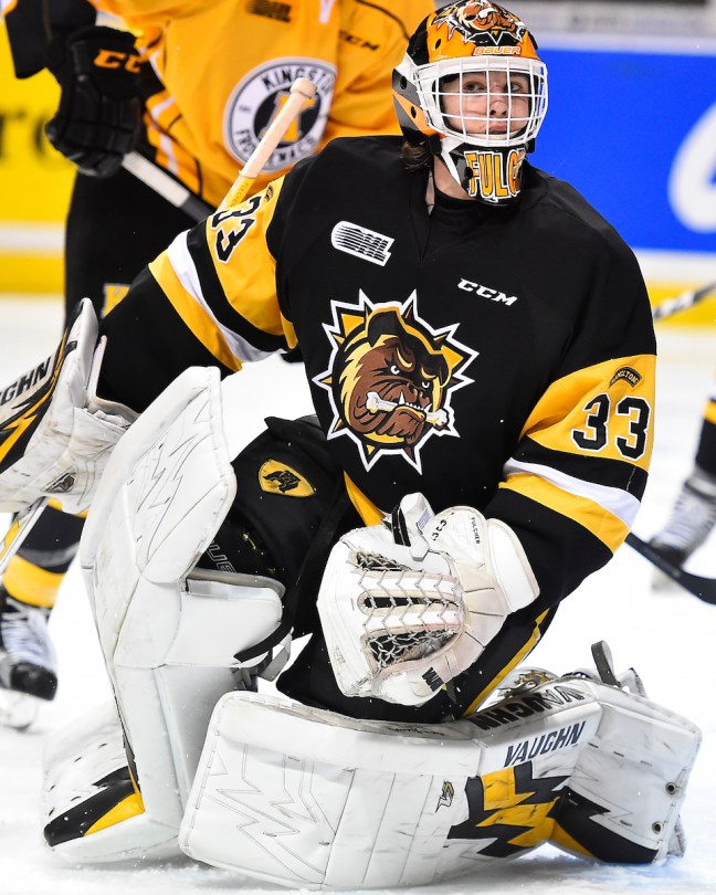 Kaden Fulcher of the Hamilton Bulldogs. Photo by Aaron Bell/OHL Images