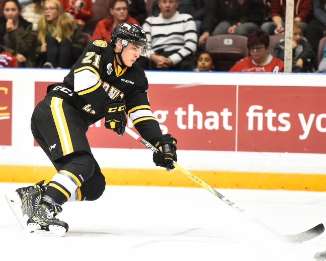 Adam Ruzicka of the Sarnia Sting. Photo by Aaron Bell/OHL Images