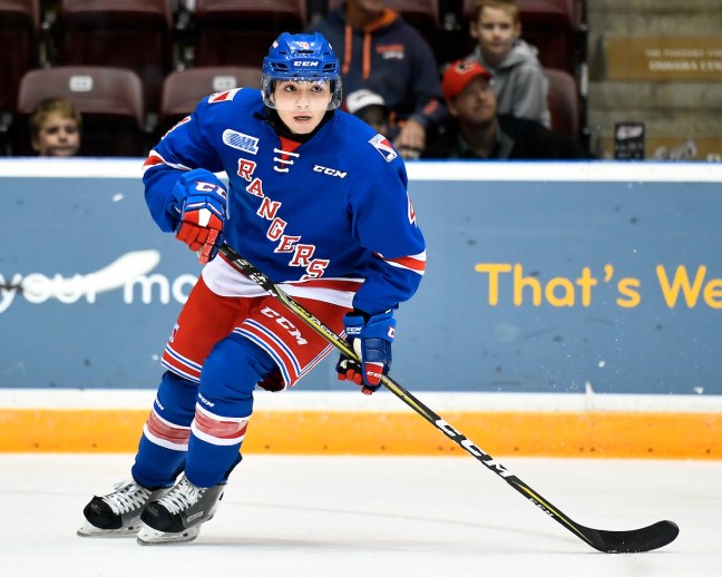 Joseph Garreffa of the Kitchener Rangers. Photo by Aaron Bell/OHL Images