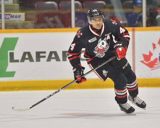 Akil Thomas of the Niagara IceDogs. Photo by Terry Wilson / OHL Images.