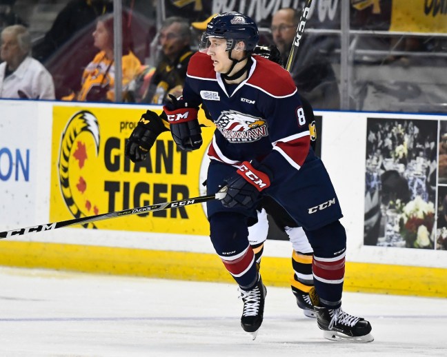 Caleb Everett of the Saginaw Spirit. Photo by Aaron Bell/OHL Images