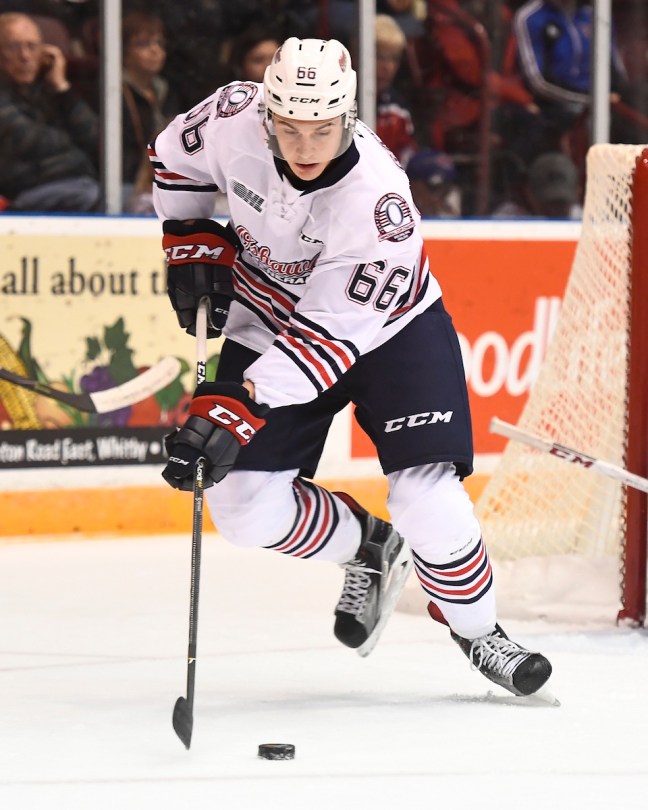 Nico Gross of the Oshawa Generals. Photo by Aaron Bell/OHL Images