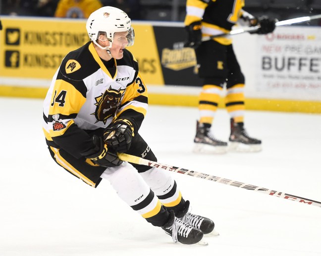 Arthur Kaliyev of the Hamilton Bulldogs. Photo by Aaron Bell/OHL Images