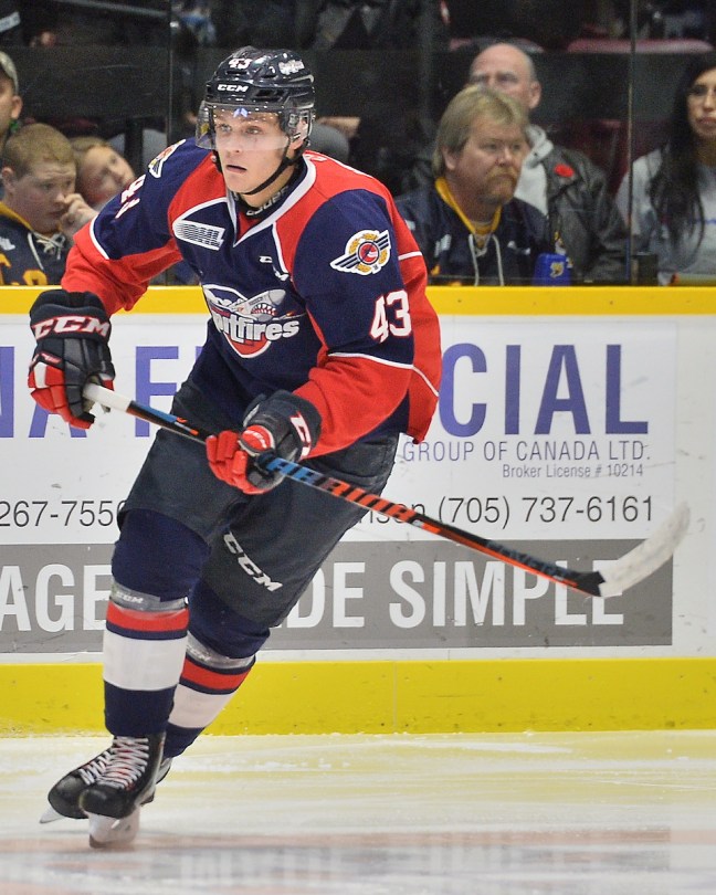 Louka Henault of the Windsor Spitfires. Photo by Terry Wilson / OHL Images.