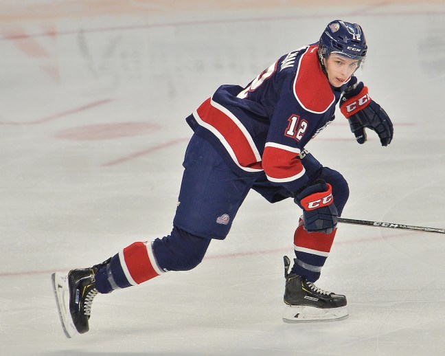 Mason Millman of the Saginaw Spirit. Photo by Terry Wilson / OHL Images.