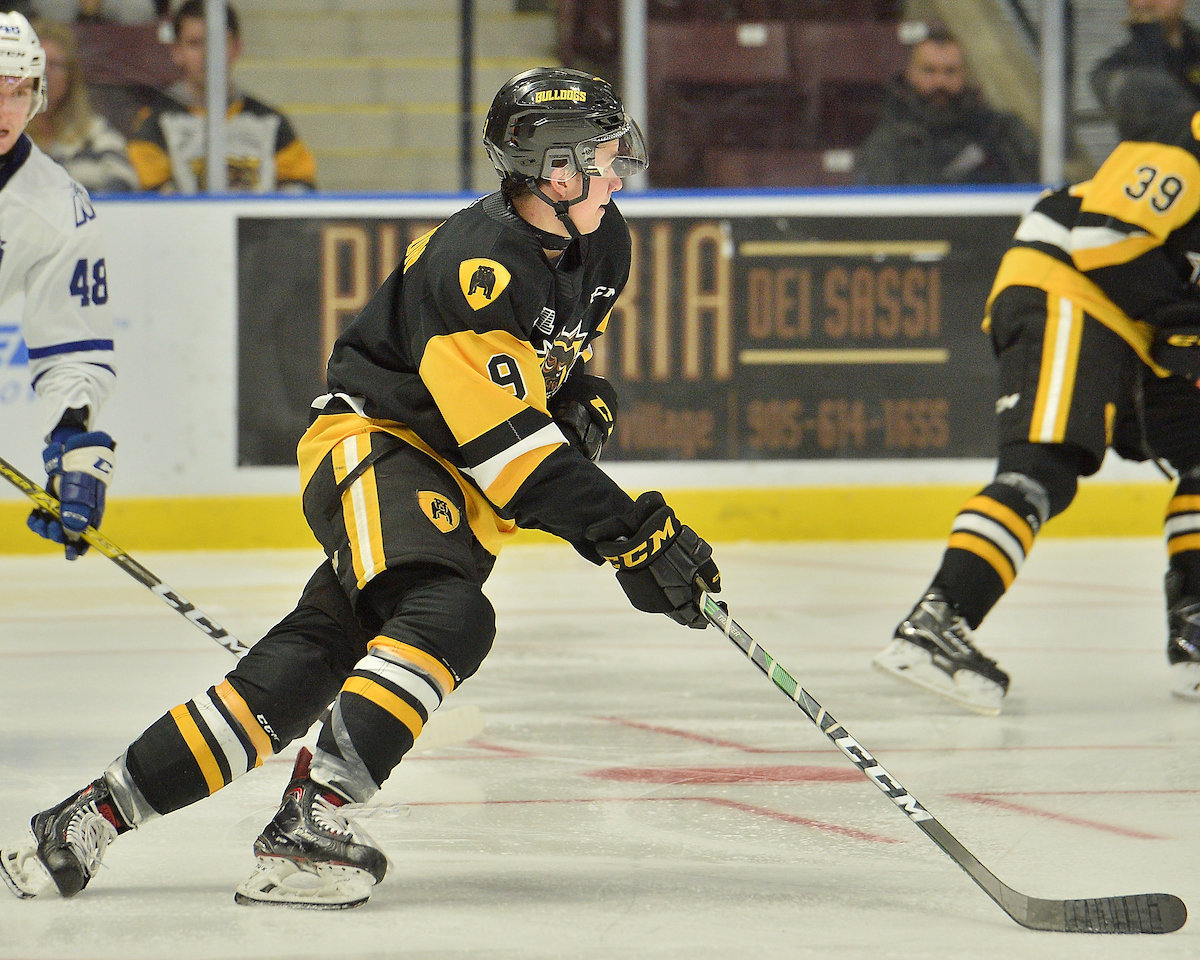 Logan Morrison of the Hamilton Bulldogs. Photo by Terry Wilson / OHL Images.